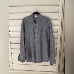 Beautiful denim linen shirt by CP shades; long button down S